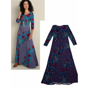 SOFT SURROUNDINGS NWT Boho Long Sleeve Floral Jersey Knit Maxi Dress XS